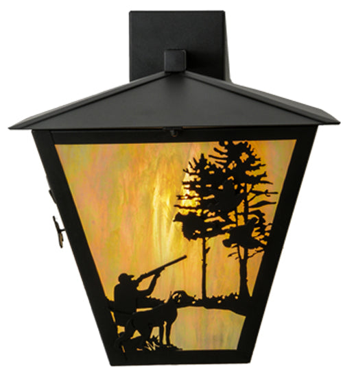 15"W Quail Hunter W/Dog Solid Mount Wall Sconce