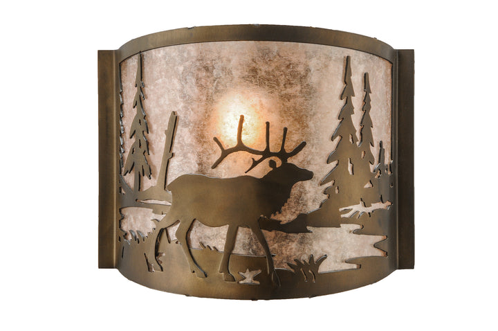 12" Wide Elk At Lake Wall Sconce