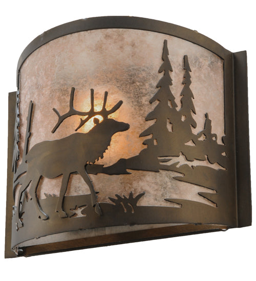 12" Wide Elk At Lake Wall Sconce