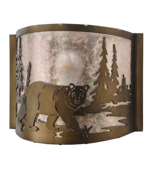 12" Wide Bear At Lake Wall Sconce