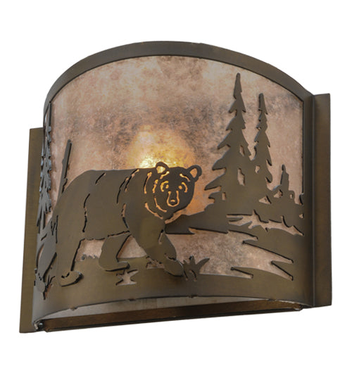 12" Wide Bear At Lake Wall Sconce