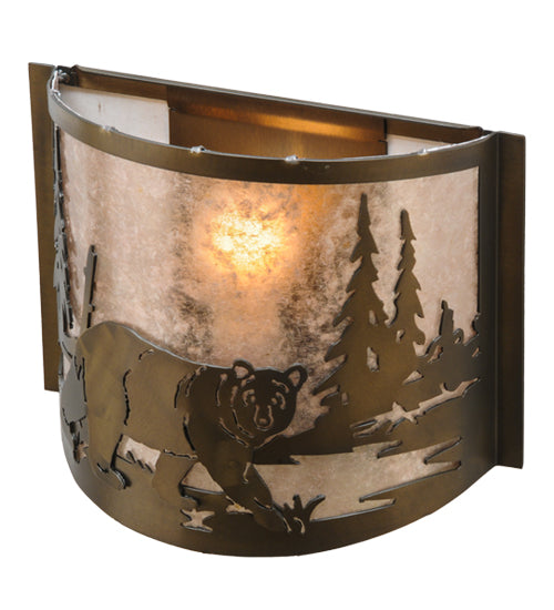 12" Wide Bear At Lake Wall Sconce