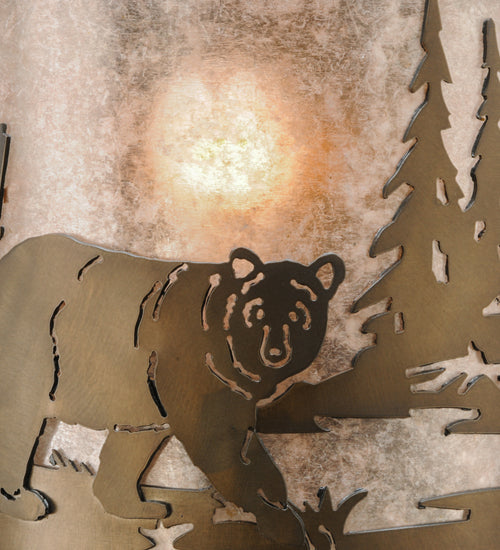 12" Wide Bear At Lake Wall Sconce