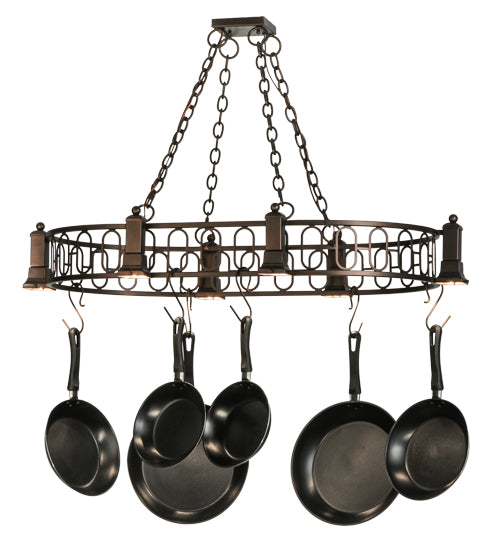 43" Long Revival Deco 6 Light Pot Rack