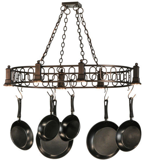 43" Long Revival Deco 6 Light Pot Rack