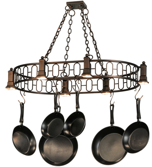 43" Long Revival Deco 6 Light Pot Rack