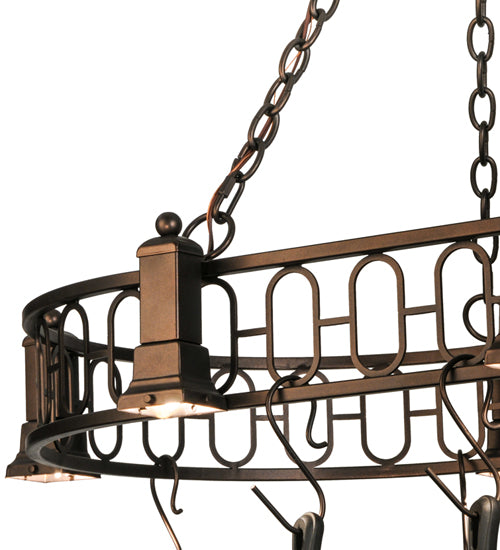 43" Long Revival Deco 6 Light Pot Rack