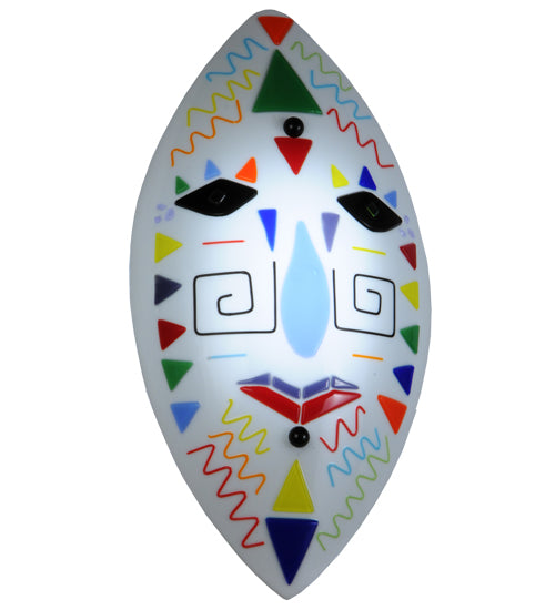 9"W Tribal Mask Fused Glass Wall Sconce