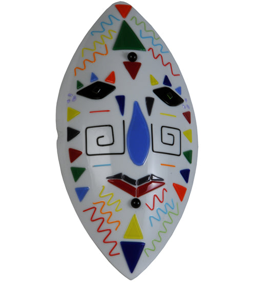 9"W Tribal Mask Fused Glass Wall Sconce