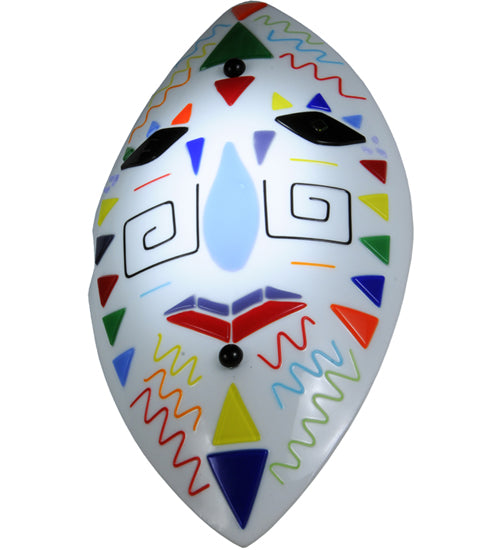 9"W Tribal Mask Fused Glass Wall Sconce