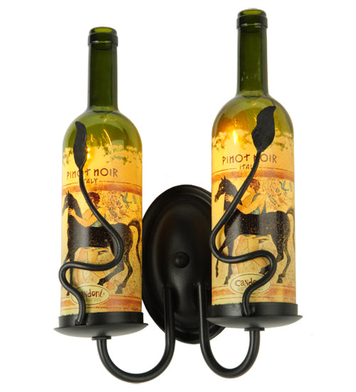 9"W Tuscan Vineyard Personalized 2 Lt Wine Bottle Wall Sconce