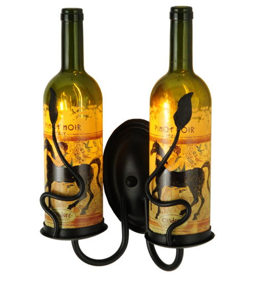 9"W Tuscan Vineyard Personalized 2 Lt Wine Bottle Wall Sconce