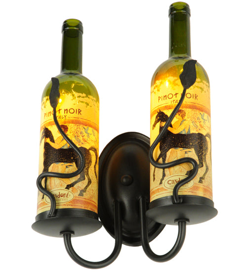 9"W Tuscan Vineyard Personalized 2 Lt Wine Bottle Wall Sconce