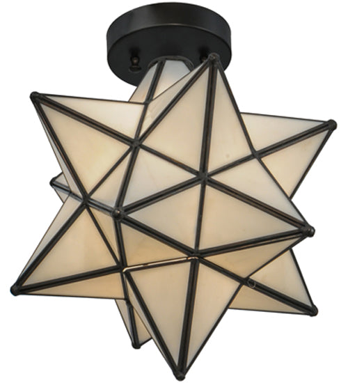 12"W Moravian Star White Flushmount