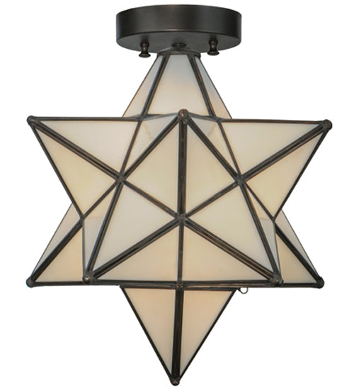 12"W Moravian Star White Flushmount