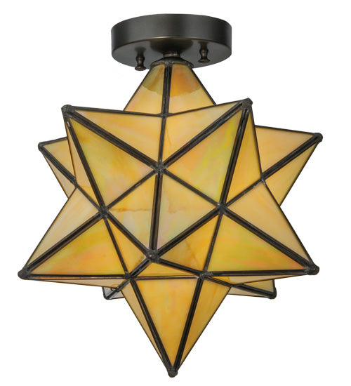 12"W Moravian Star Beige Iridescent Flushmount