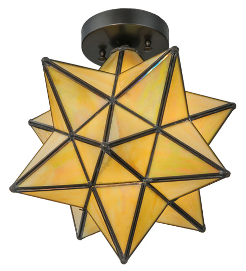 12"W Moravian Star Beige Iridescent Flushmount