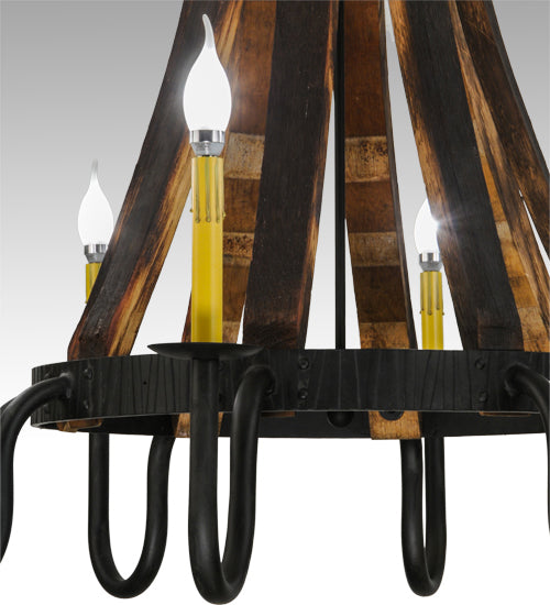 40"W Barrel Stave Madera 8 Lt LED Chandelier