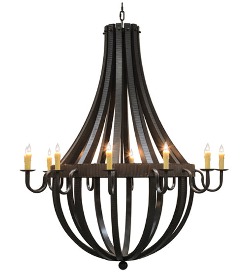 72"W Barrel Stave Metallo 12 Lt Chandelier