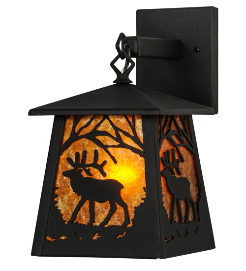 7"W Elk At Dawn Hanging Wall Sconce