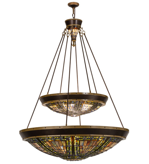 45"W Fleur-De-Lis Two Tier Inverted Pendant