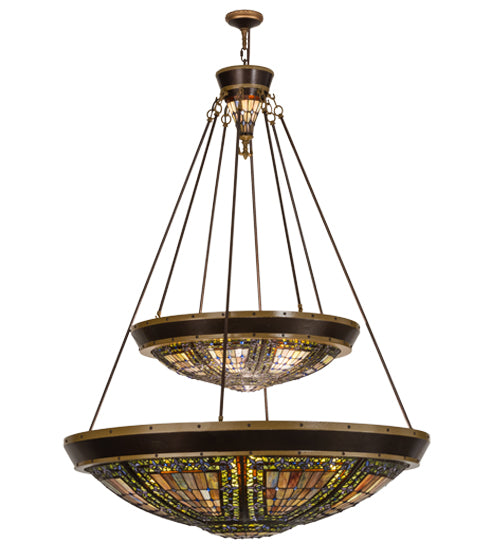 45"W Fleur-De-Lis Two Tier Inverted Pendant