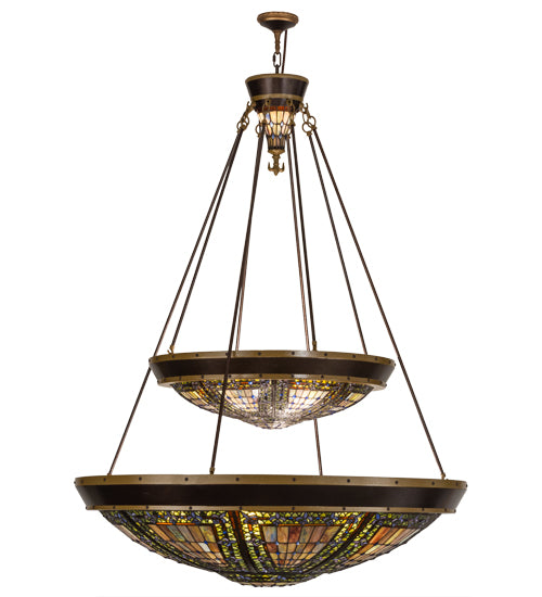 45"W Fleur-De-Lis Two Tier Inverted Pendant