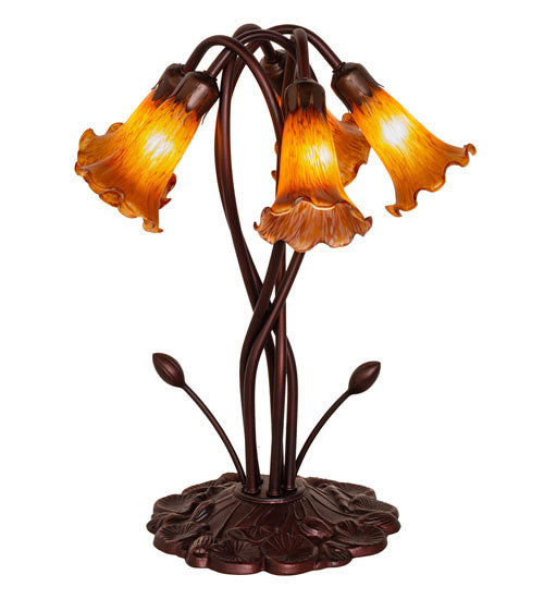 17" High Amber Tiffany Pond Lily 5 Lt Accent Lamp