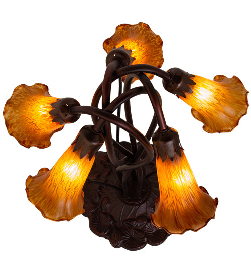 17" High Amber Tiffany Pond Lily 5 Lt Accent Lamp