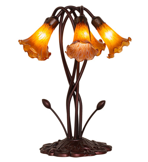 17" High Amber Tiffany Pond Lily 5 Lt Accent Lamp