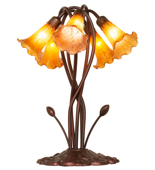 17" High Amber Tiffany Pond Lily 5 Lt Accent Lamp