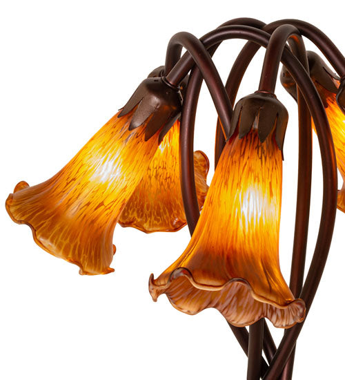 17" High Amber Tiffany Pond Lily 5 Lt Accent Lamp