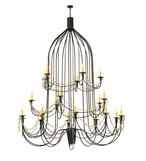 72" Wide Bell 20 Light Three Tier Chandelier