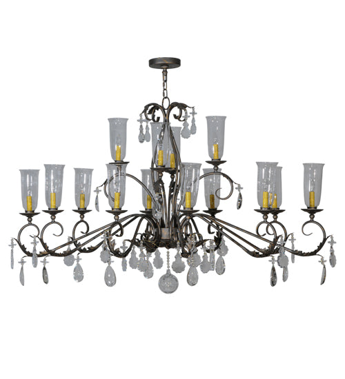 62" Long Windsor 14 Light Oblong Chandelier