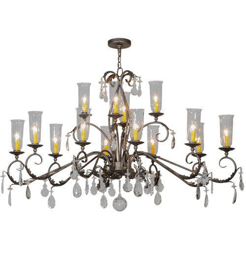 62" Long Windsor 14 Light Oblong Chandelier