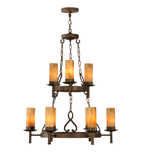 31" Wide Newcastle 9 Lt Two Tier Chandelier