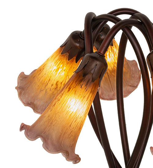 17" High Amber/Purple Pond Lily 5 Lt Table Lamp