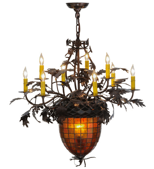 34" Wide Greenbriar Oak 9 Light Chandelier