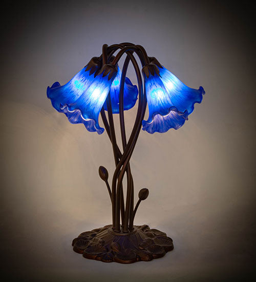 17" High Blue Pond Lily 5 Lt Accent Lamp