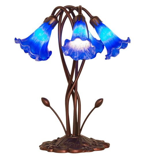 17" High Blue Pond Lily 5 Lt Accent Lamp