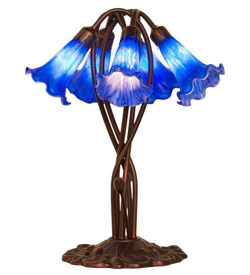 17" High Blue Pond Lily 5 Lt Accent Lamp