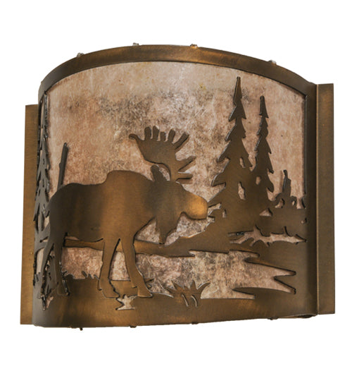 12"W Moose At Lake Wall Sconce