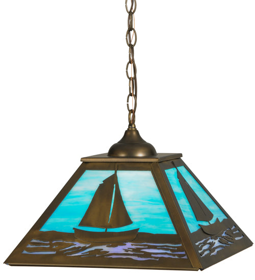 16" Square Sailboat Pendant