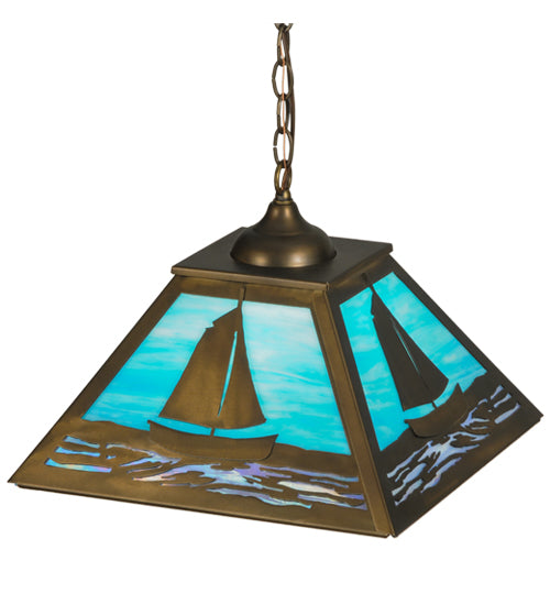 16" Square Sailboat Pendant