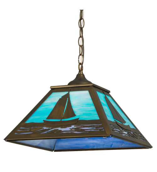 16" Square Sailboat Pendant