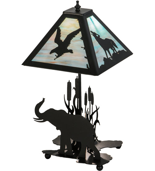 22"H Wildlife On The Loose W/Lighted Base Table Lamp