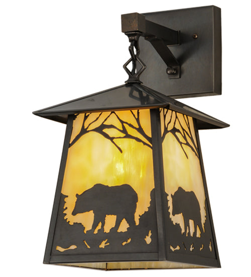 8"W Stillwater Bear At Dawn Hanging Wall Sconce