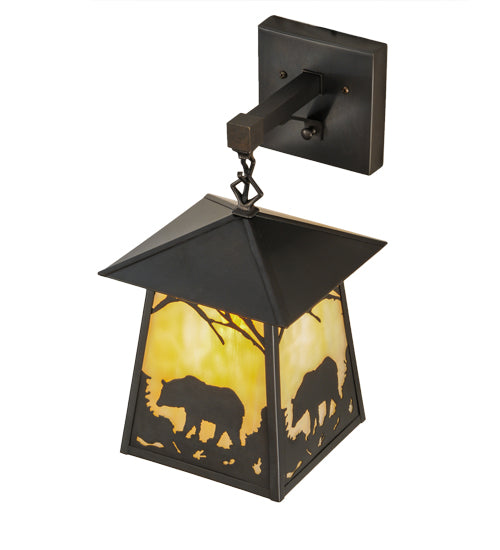 8"W Stillwater Bear At Dawn Hanging Wall Sconce