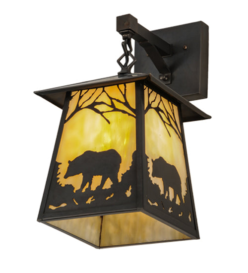 8"W Stillwater Bear At Dawn Hanging Wall Sconce