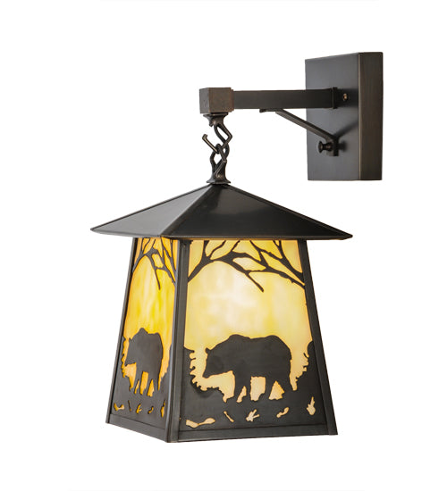 8"W Stillwater Bear At Dawn Hanging Wall Sconce